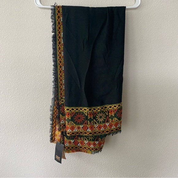 Frye | Women's Embroidered Aztec Patterned Modal Blend Blanket Scarf NWT - Picture 7 of 8